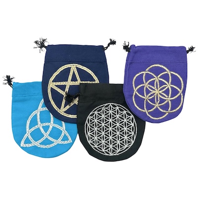 100 x Drawstring Pouches with Assorted Wiccan Symbols